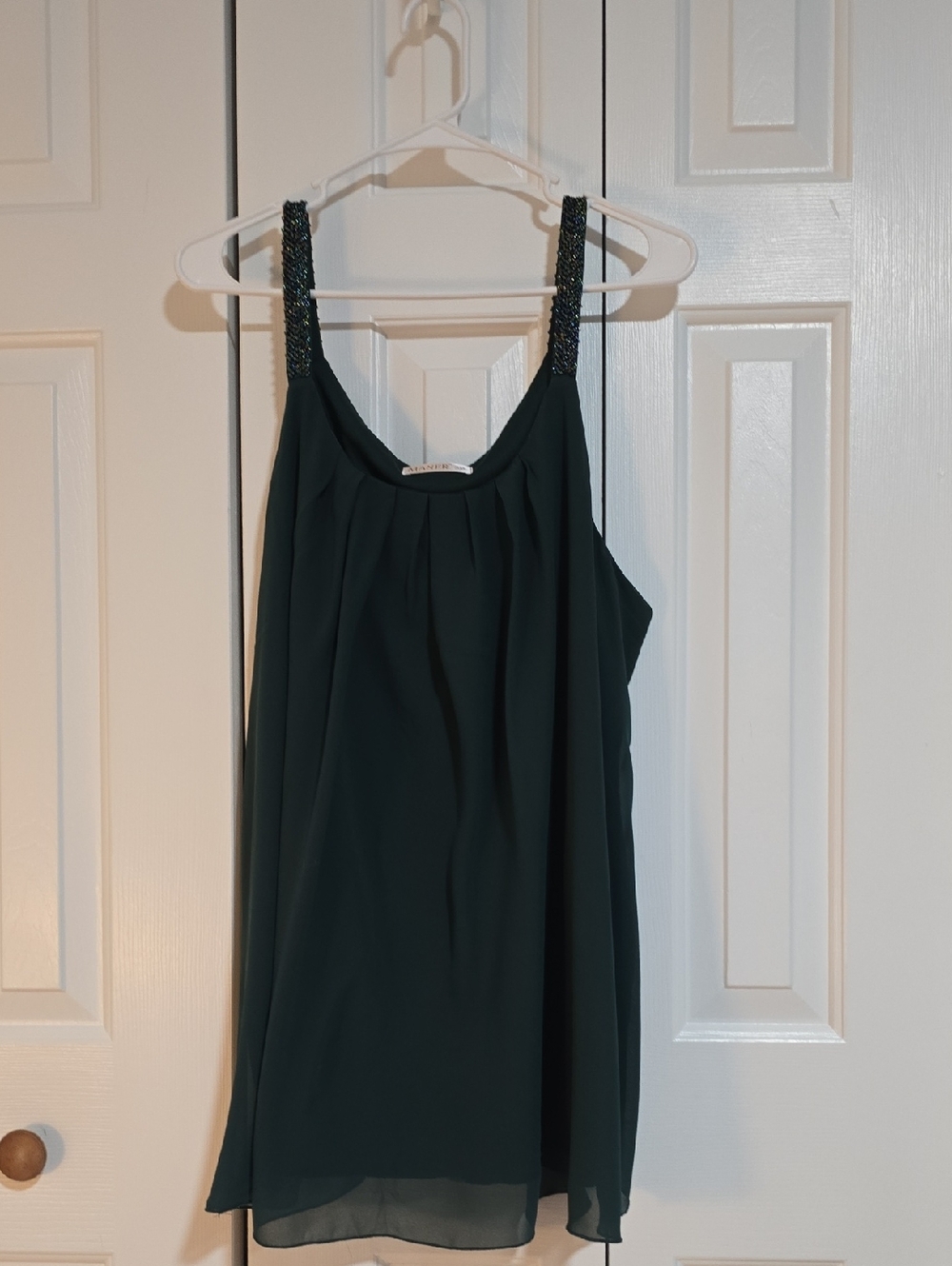 Women's Dark Green Embellished-Strap Camisole